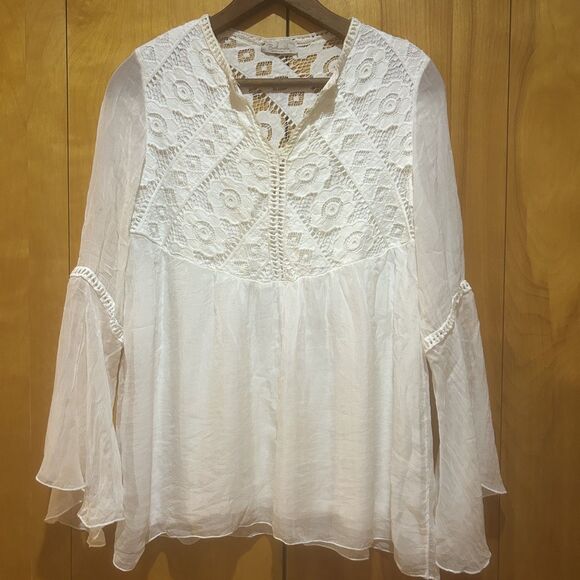 Bellambra Tops - Bellambra‎ Womens Ivory Silk Blend Top Bell Sleeves Size S Boho Fairy Ethereal